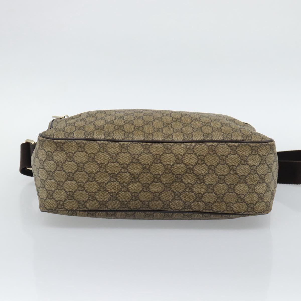 GUCCI GG Supreme Shoulder Bag PVC Leather Beige Gold Tone 211107 Auth ka5343