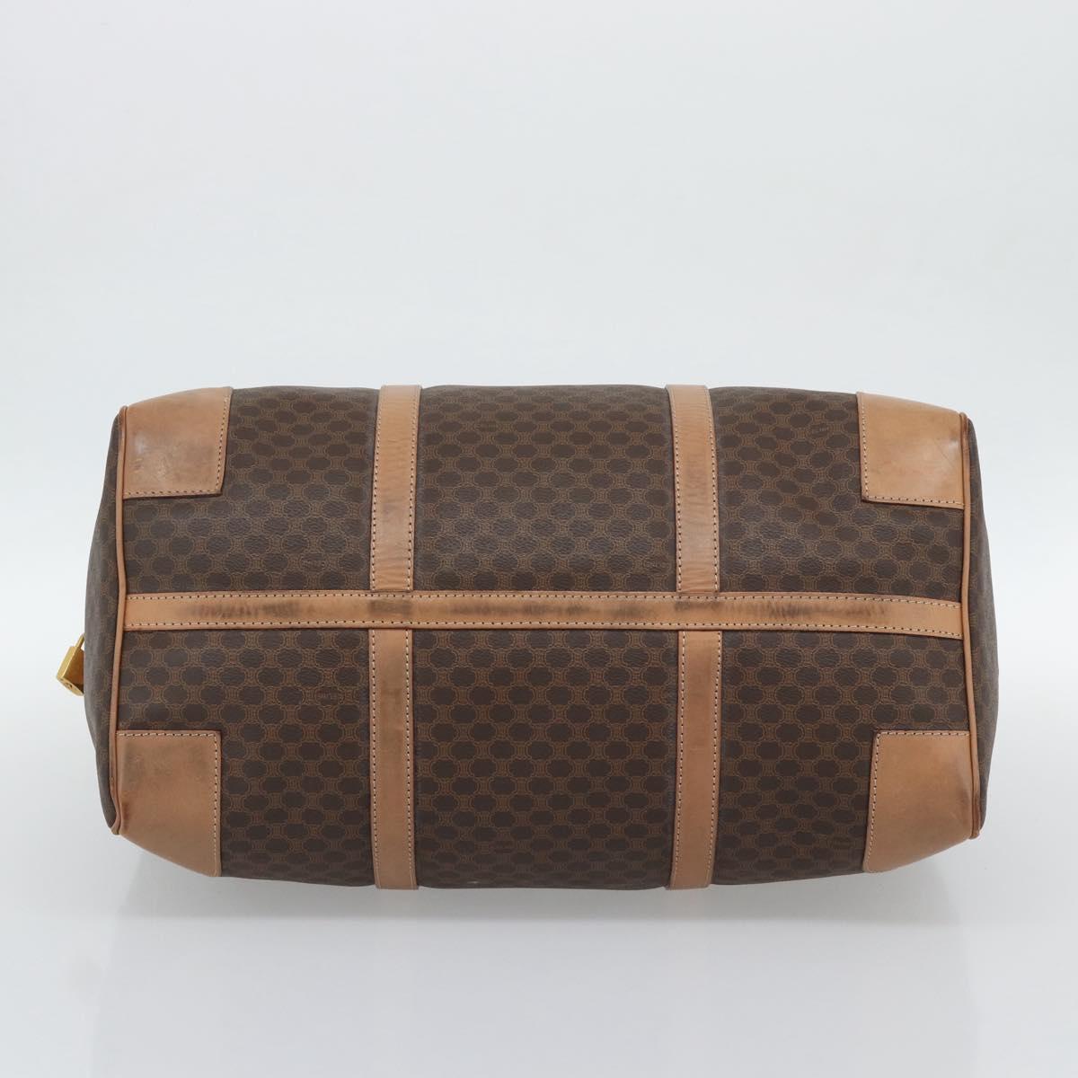 CELINE Macadam Boston Bag PVC Leather Brown Gold Tone Auth ka5345A
