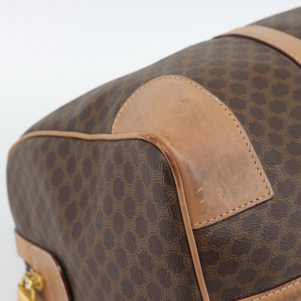CELINE Macadam Boston Bag PVC Leather Brown Gold Tone Auth ka5345A