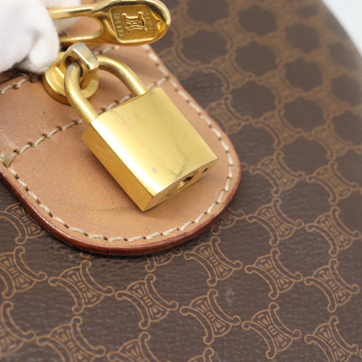 CELINE Macadam Boston Bag PVC Leather Brown Gold Tone Auth ka5345A