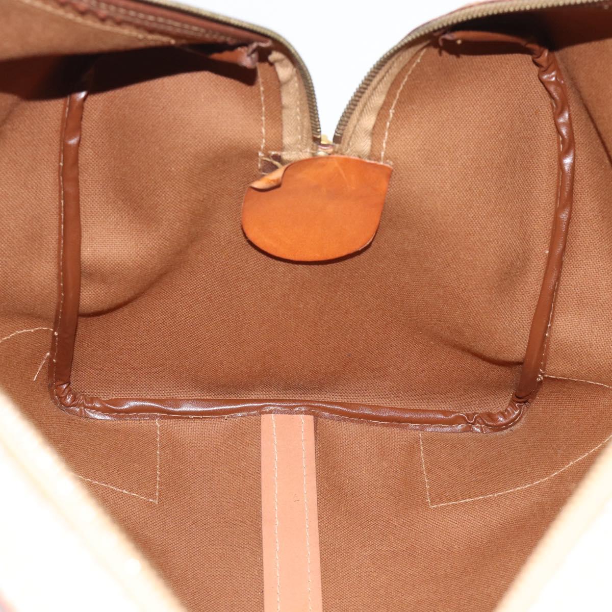 CELINE Macadam Boston Bag PVC Leather Brown Gold Tone Auth ka5345A