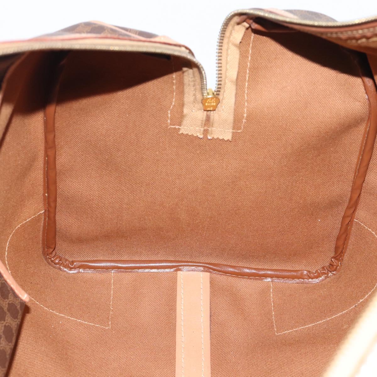 CELINE Macadam Boston Bag PVC Leather Brown Gold Tone Auth ka5345A