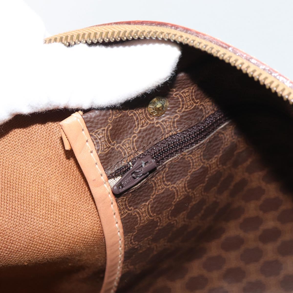 CELINE Macadam Boston Bag PVC Leather Brown Gold Tone Auth ka5345A
