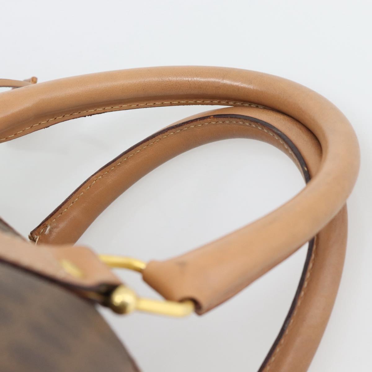 CELINE Macadam Boston Bag PVC Leather Brown Gold Tone Auth ka5345A