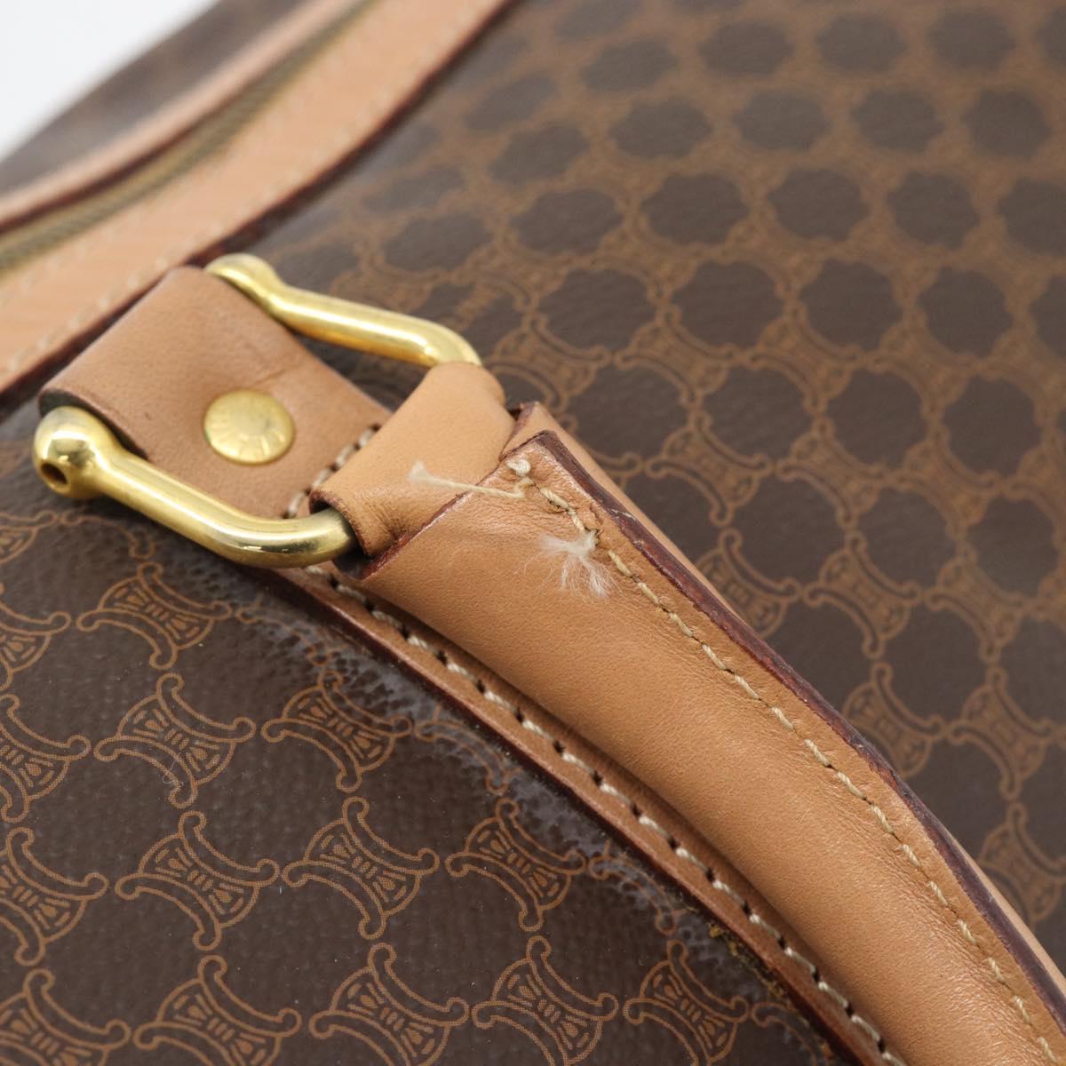 CELINE Macadam Boston Bag PVC Leather Brown Gold Tone Auth ka5345A