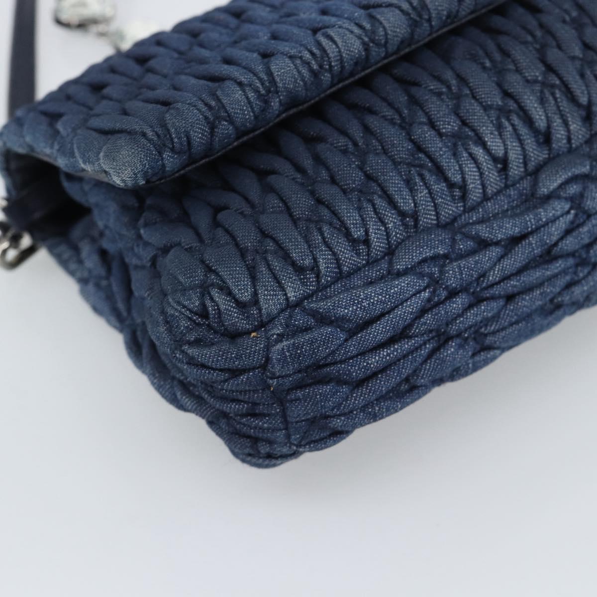 Miu Miu Denim Shoulder Bag 2way Blue Silver Auth ka5347V