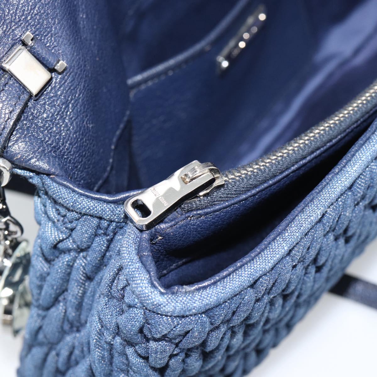 Miu Miu Denim Shoulder Bag 2way Blue Silver Auth ka5347V