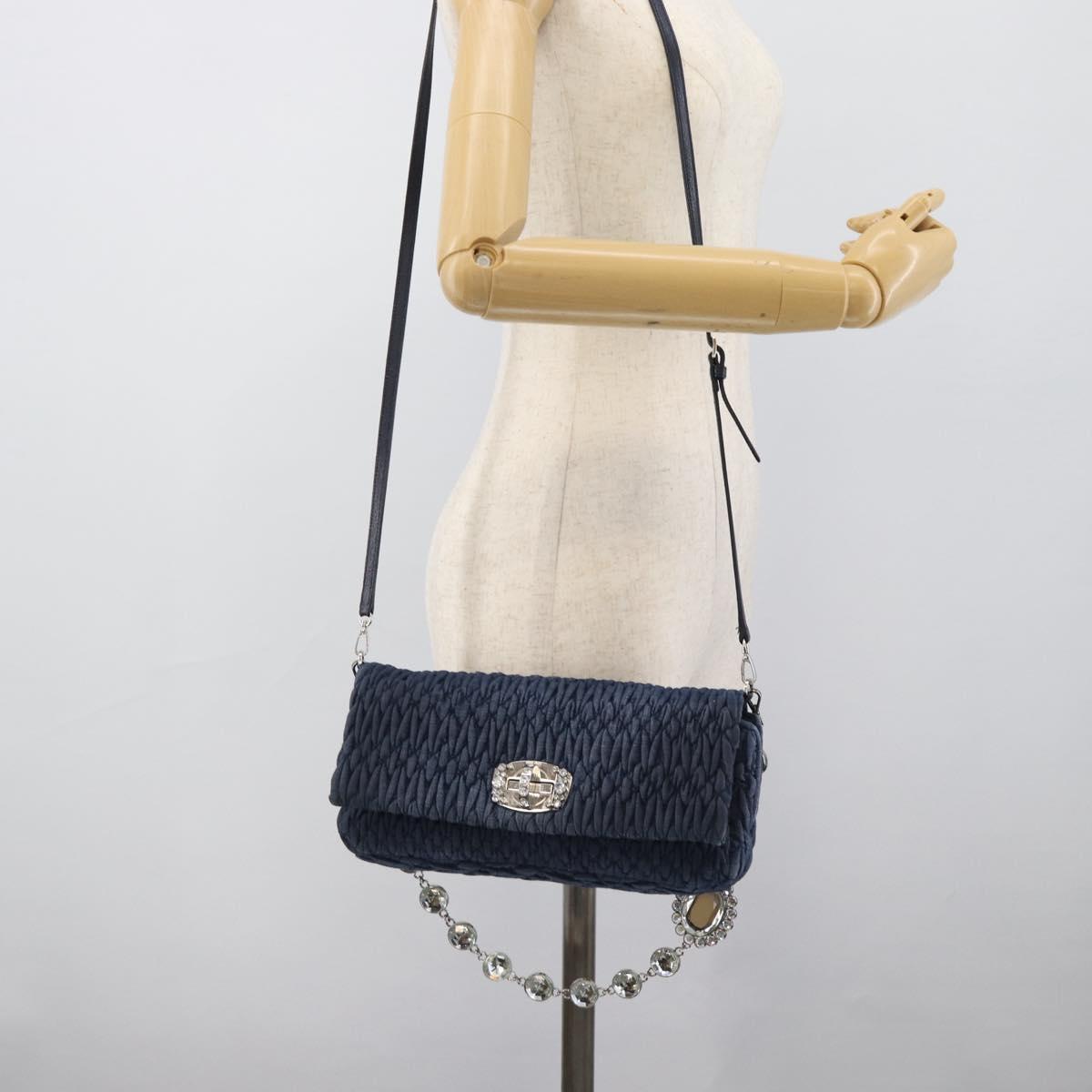 Miu Miu Denim Shoulder Bag 2way Blue Silver Auth ka5347V
