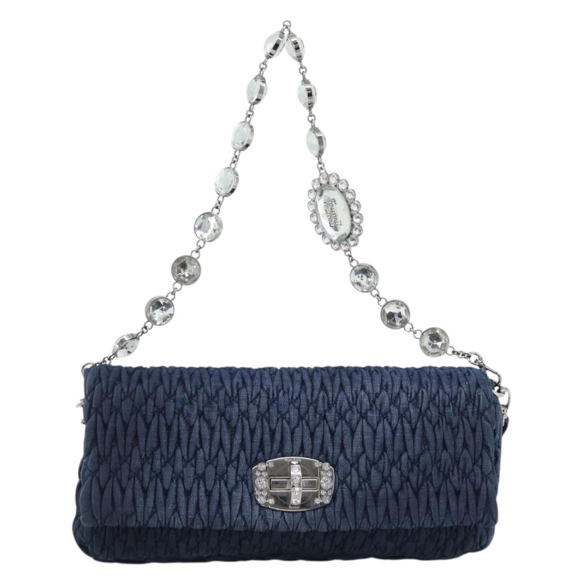 Miu Miu Denim Shoulder Bag 2way Blue Silver Auth ka5347V