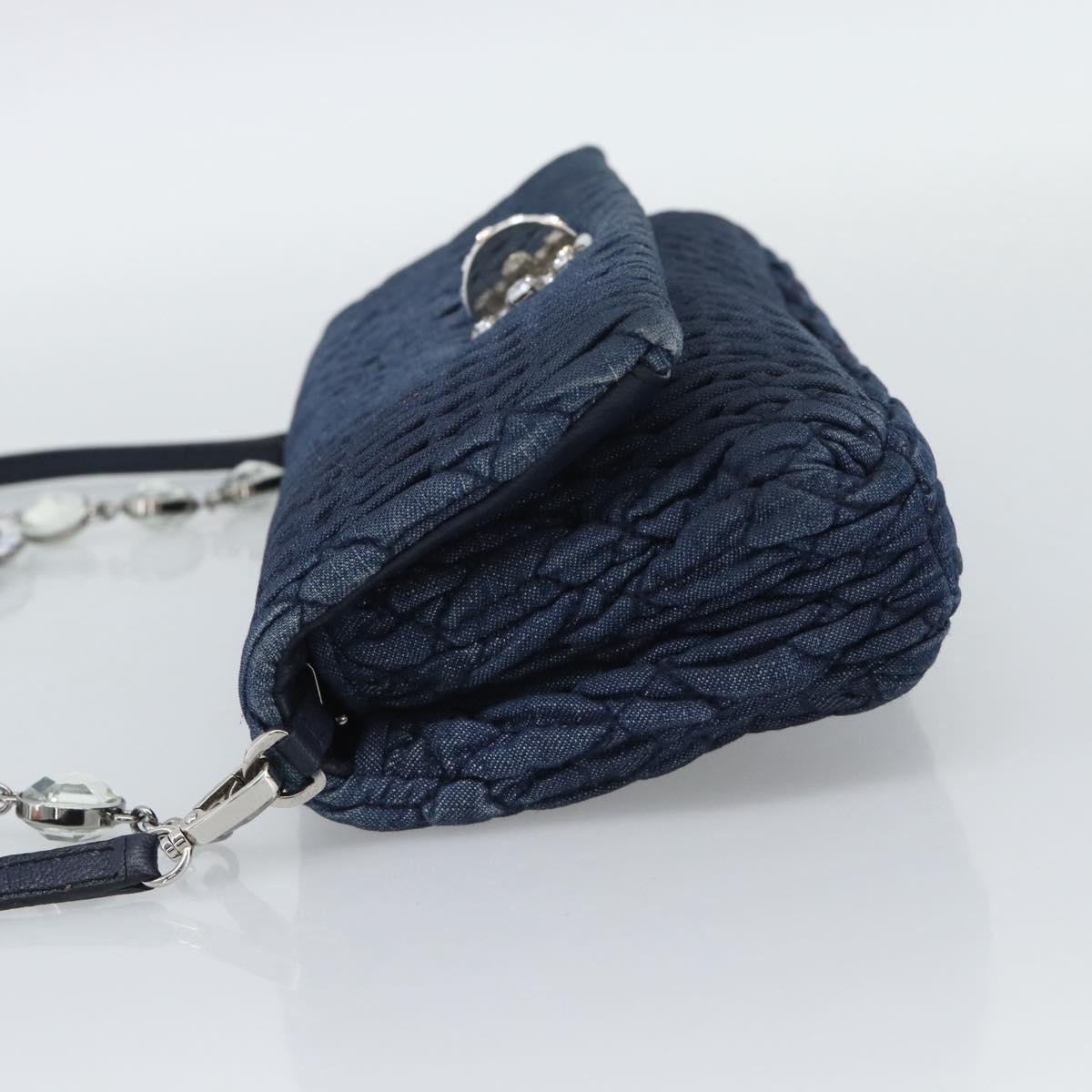 Miu Miu Denim Shoulder Bag 2way Blue Silver Auth ka5347V