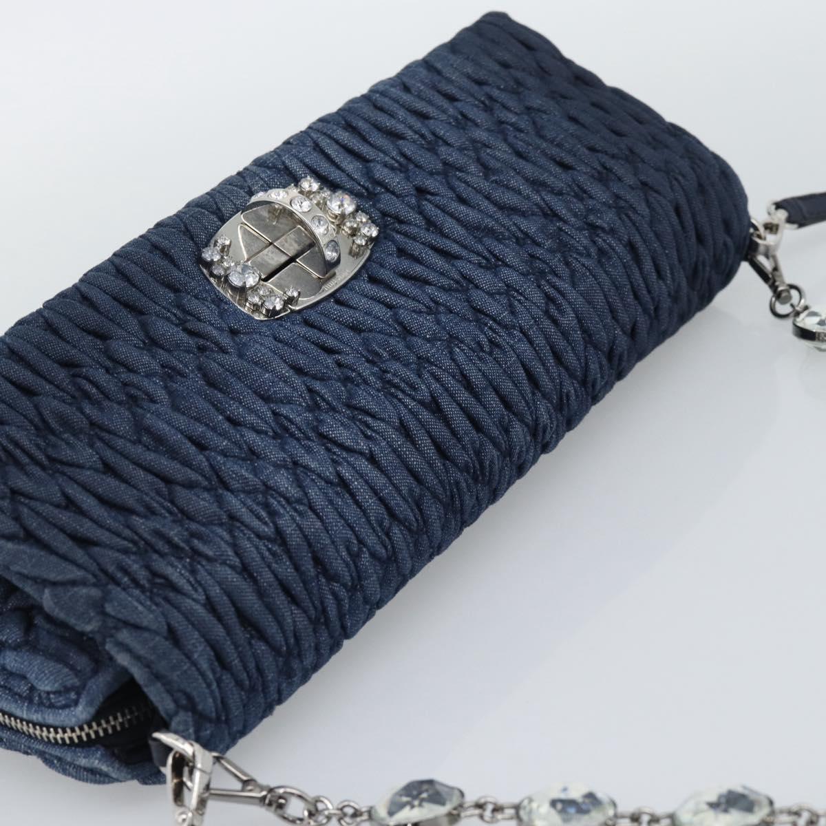 Miu Miu Denim Shoulder Bag 2way Blue Silver Auth ka5347V