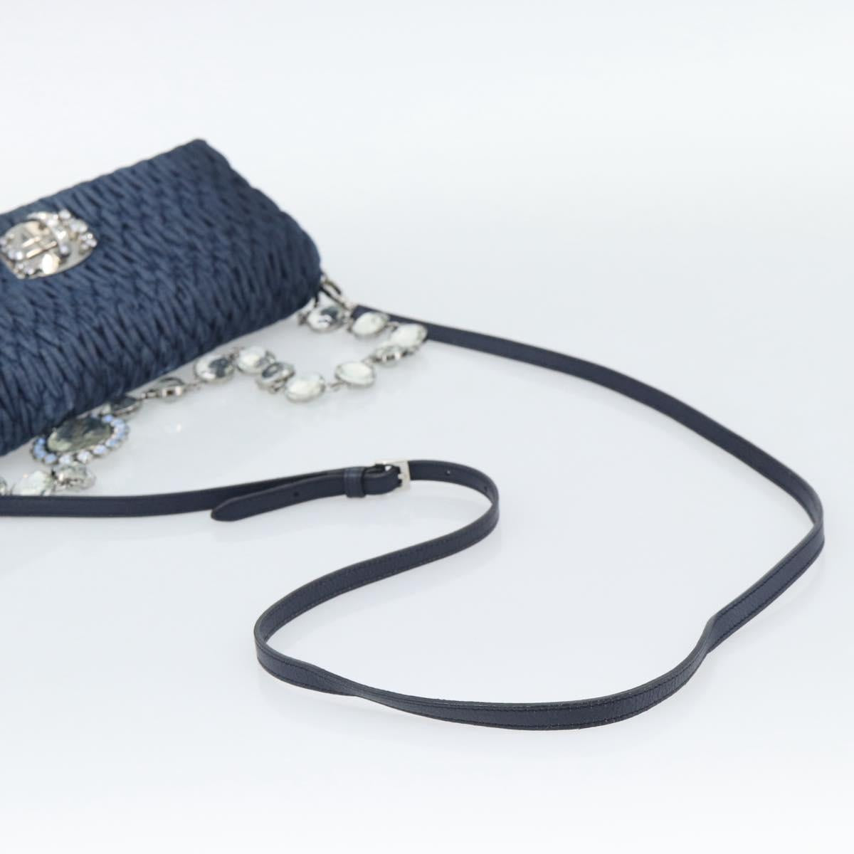 Miu Miu Denim Shoulder Bag 2way Blue Silver Auth ka5347V