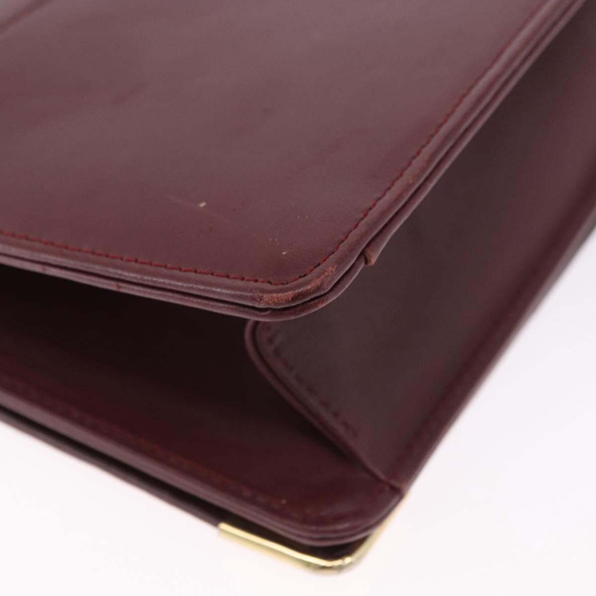 CARTIER Must Line Shoulder Bag Leather Bordeaux Gold Tone Auth ka5348