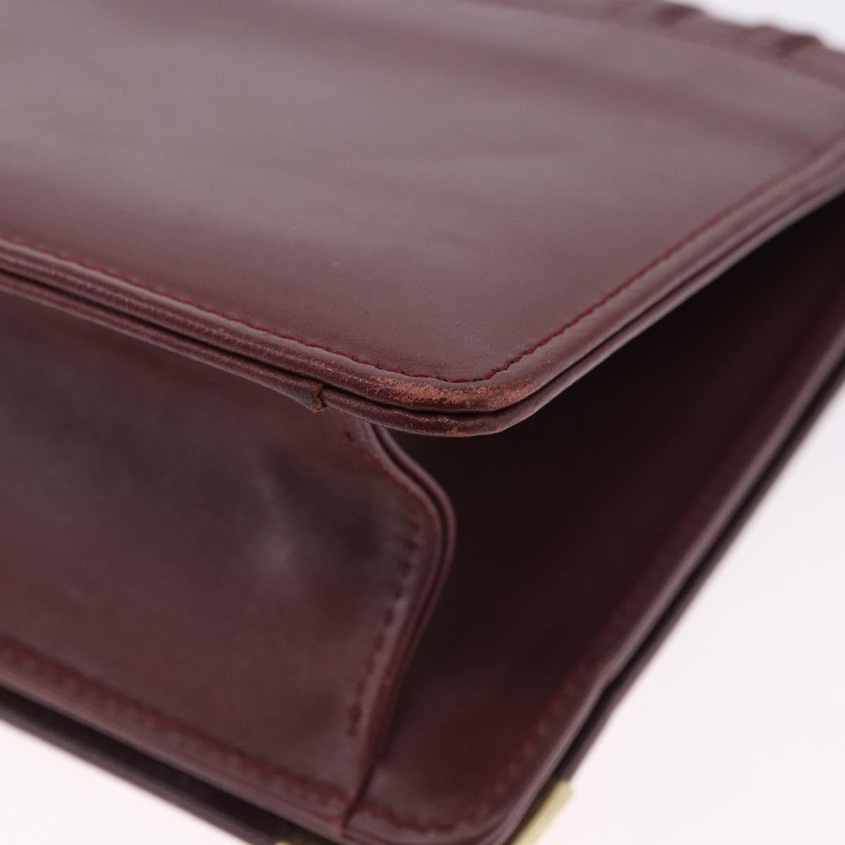 CARTIER Must Line Shoulder Bag Leather Bordeaux Gold Tone Auth ka5348