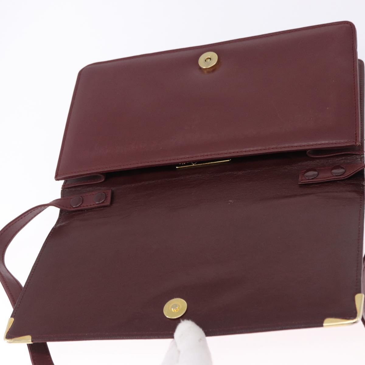 CARTIER Must Line Shoulder Bag Leather Bordeaux Gold Tone Auth ka5348