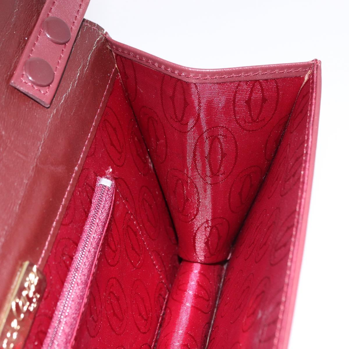 CARTIER Must Line Shoulder Bag Leather Bordeaux Gold Tone Auth ka5348