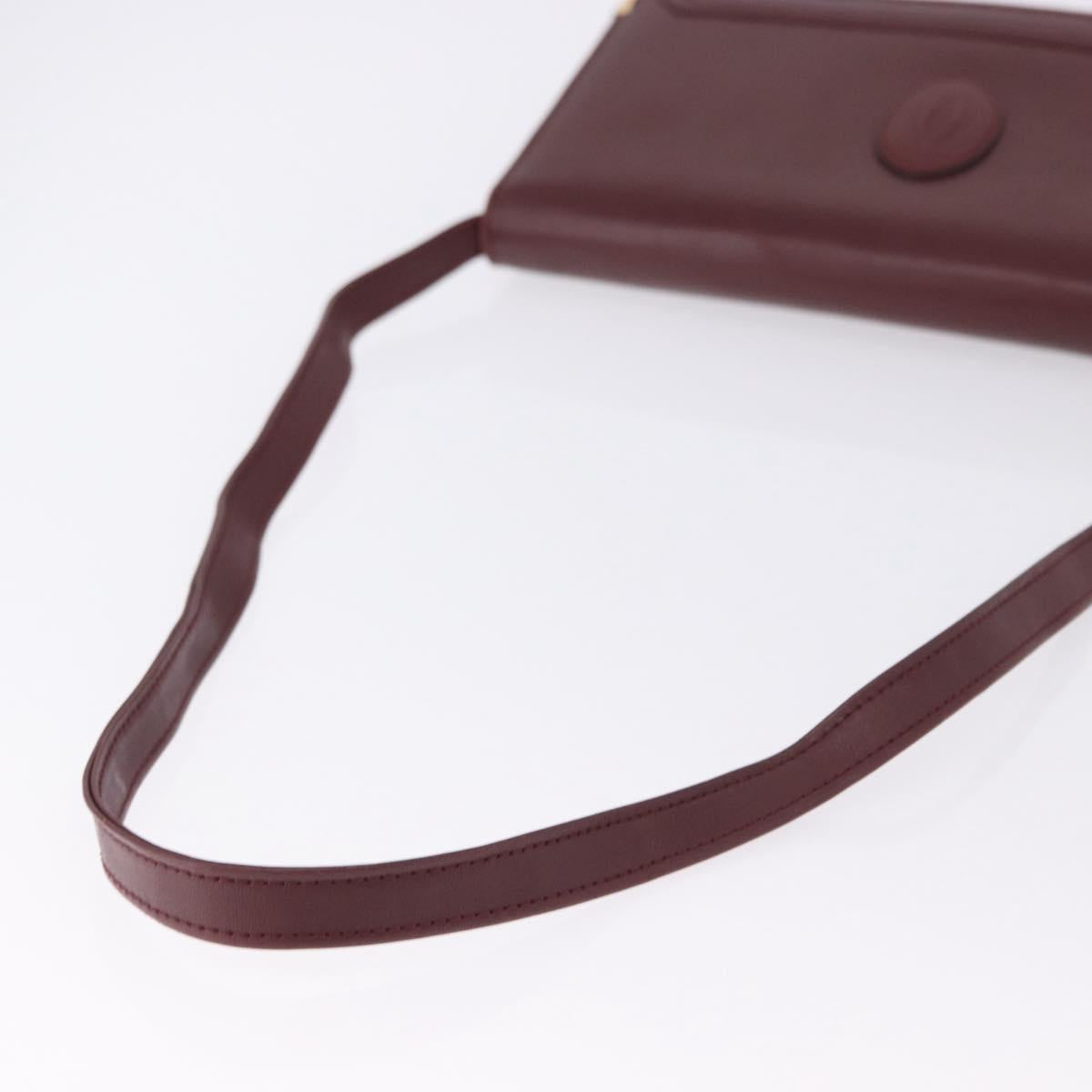 CARTIER Must Line Shoulder Bag Leather Bordeaux Gold Tone Auth ka5348