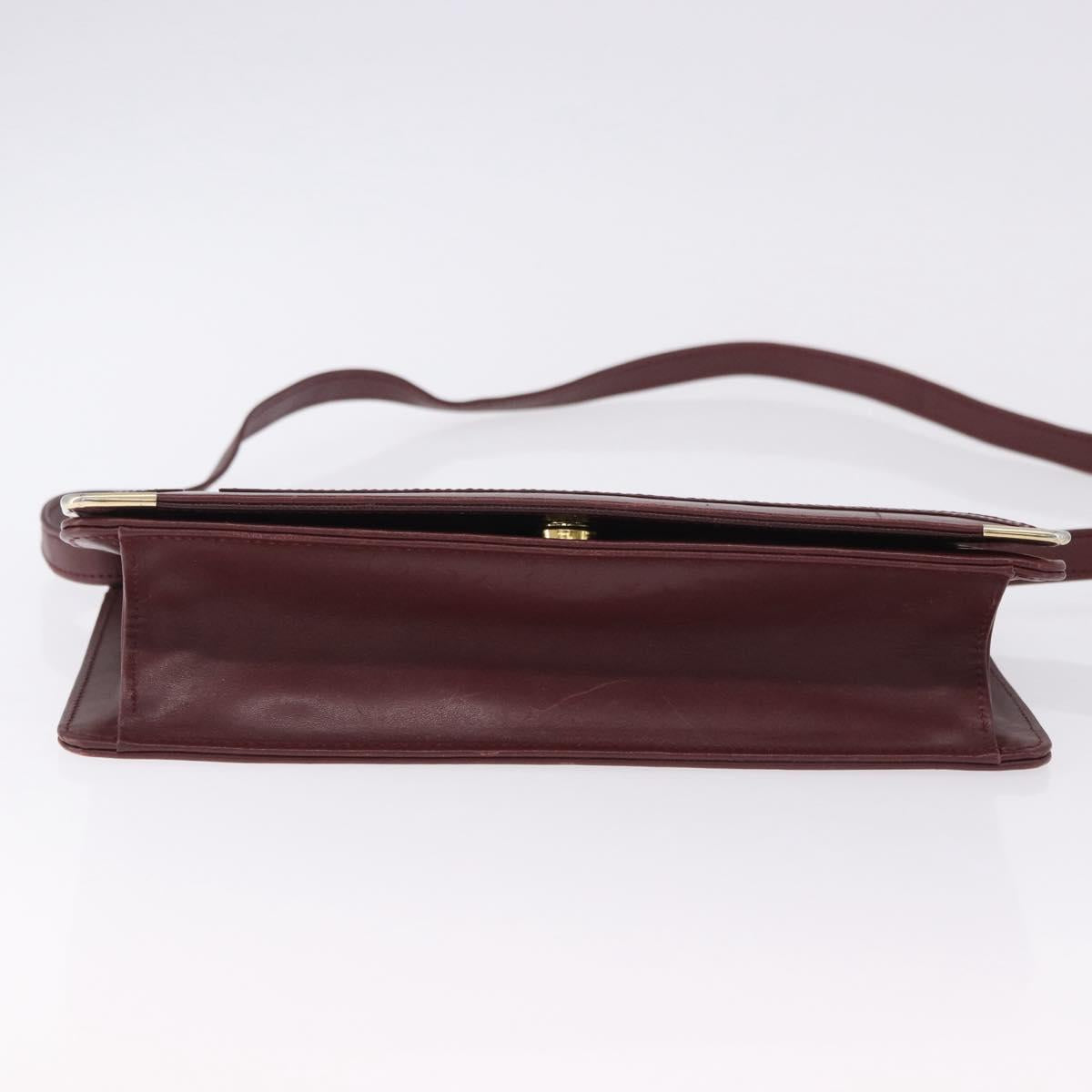 CARTIER Must Line Shoulder Bag Leather Bordeaux Gold Tone Auth ka5348