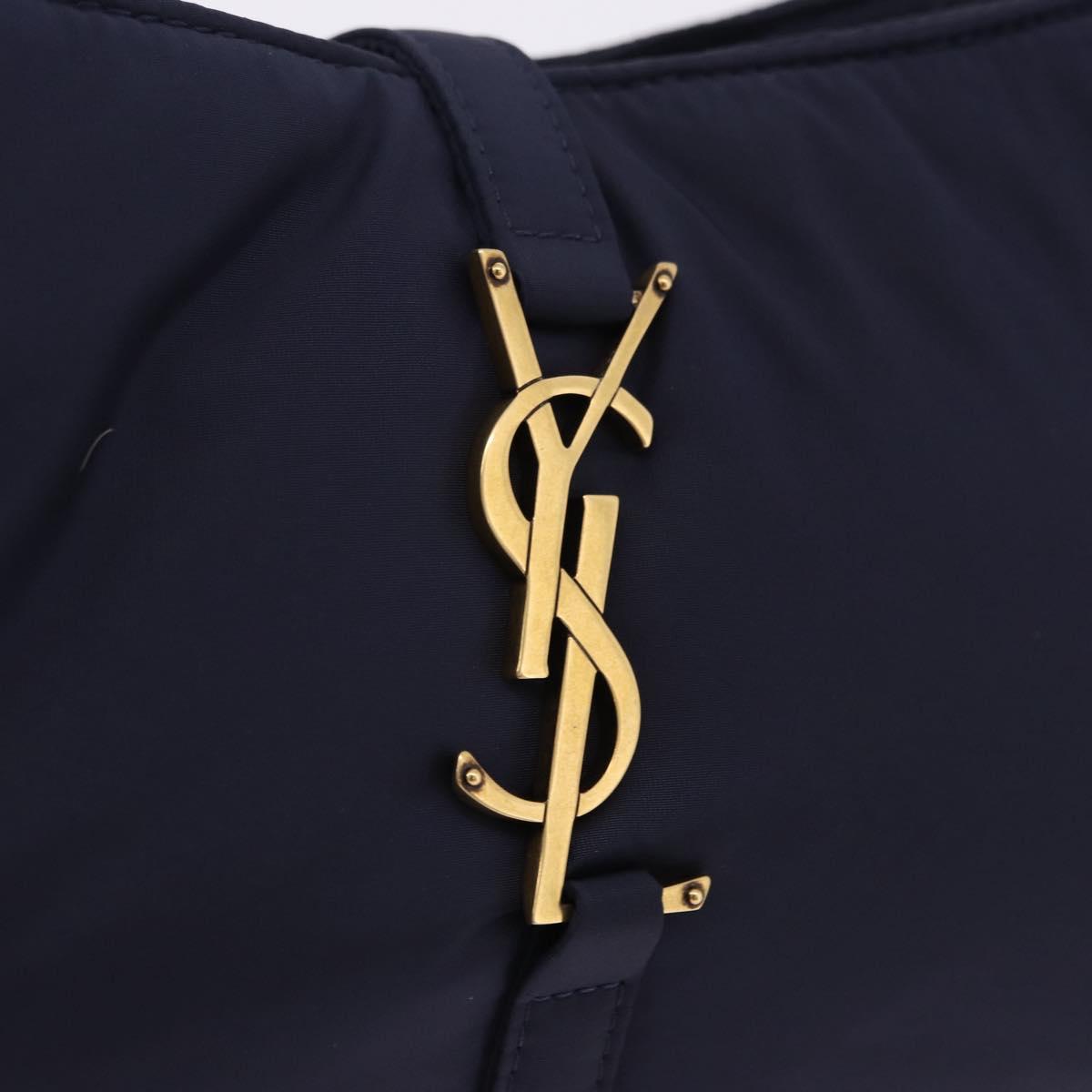 SAINT LAURENT Shoulder Bag Nylon Navy Gold Tone 733294 Auth ka5349M