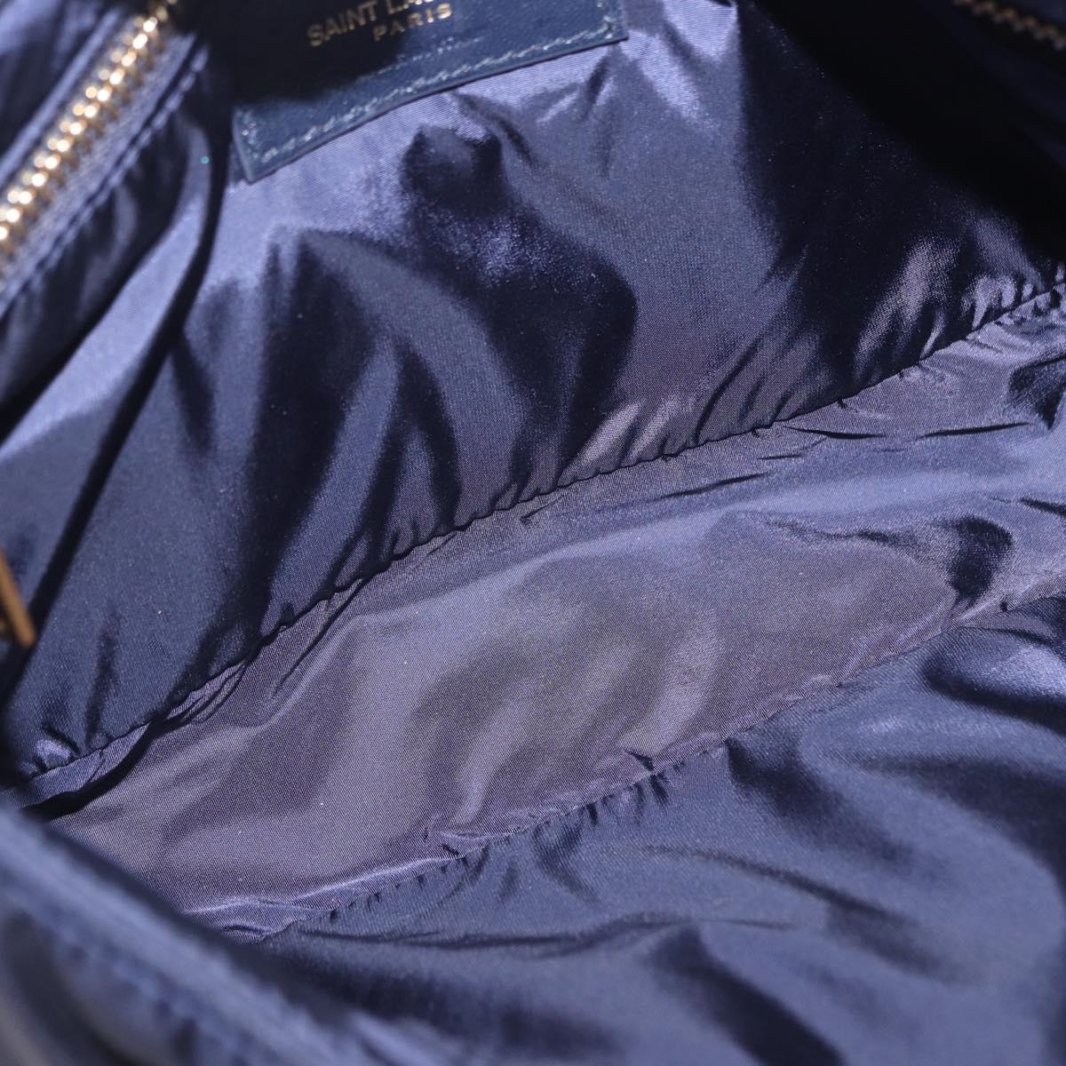 SAINT LAURENT Shoulder Bag Nylon Navy Gold Tone 733294 Auth ka5349M