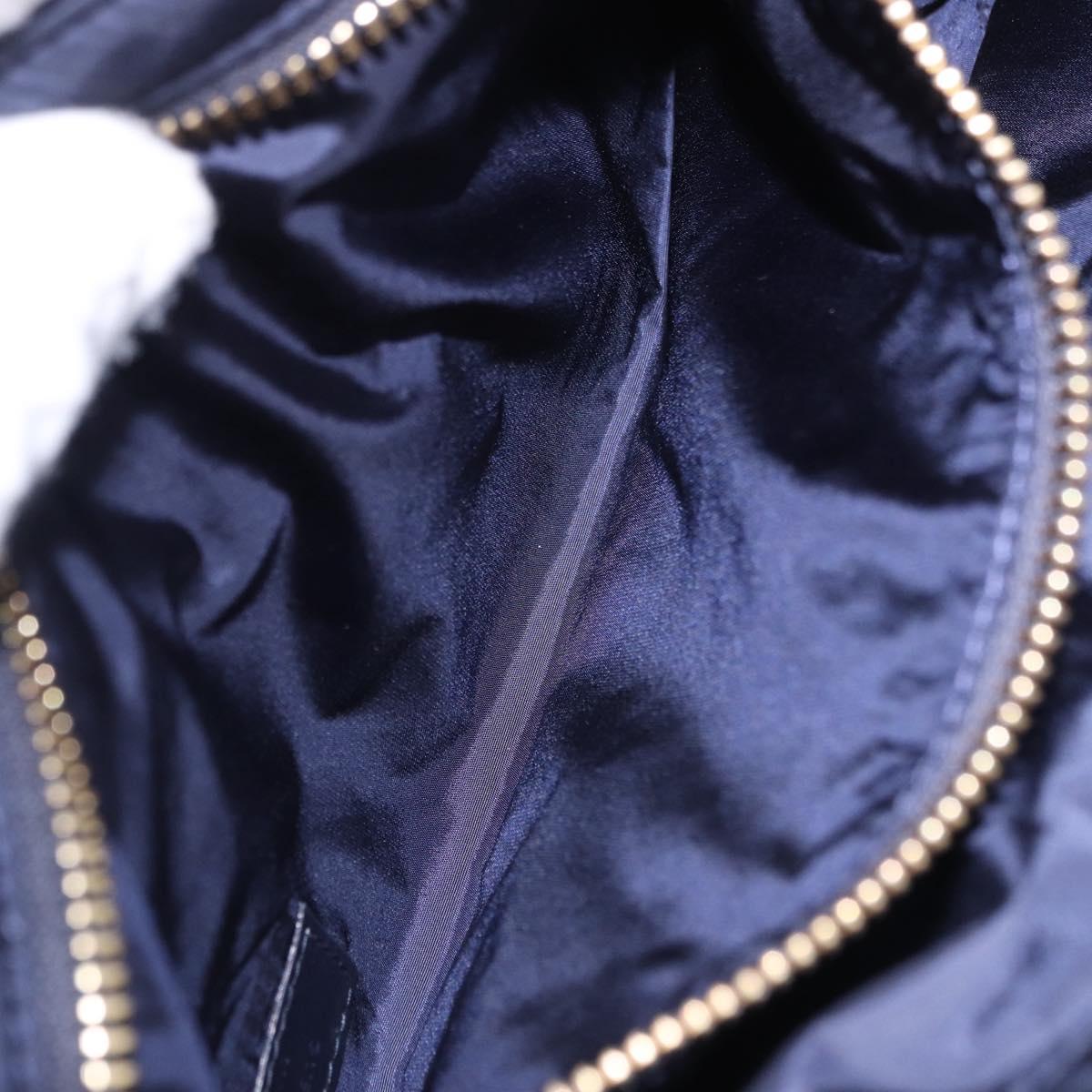 SAINT LAURENT Shoulder Bag Nylon Navy Gold Tone 733294 Auth ka5349M