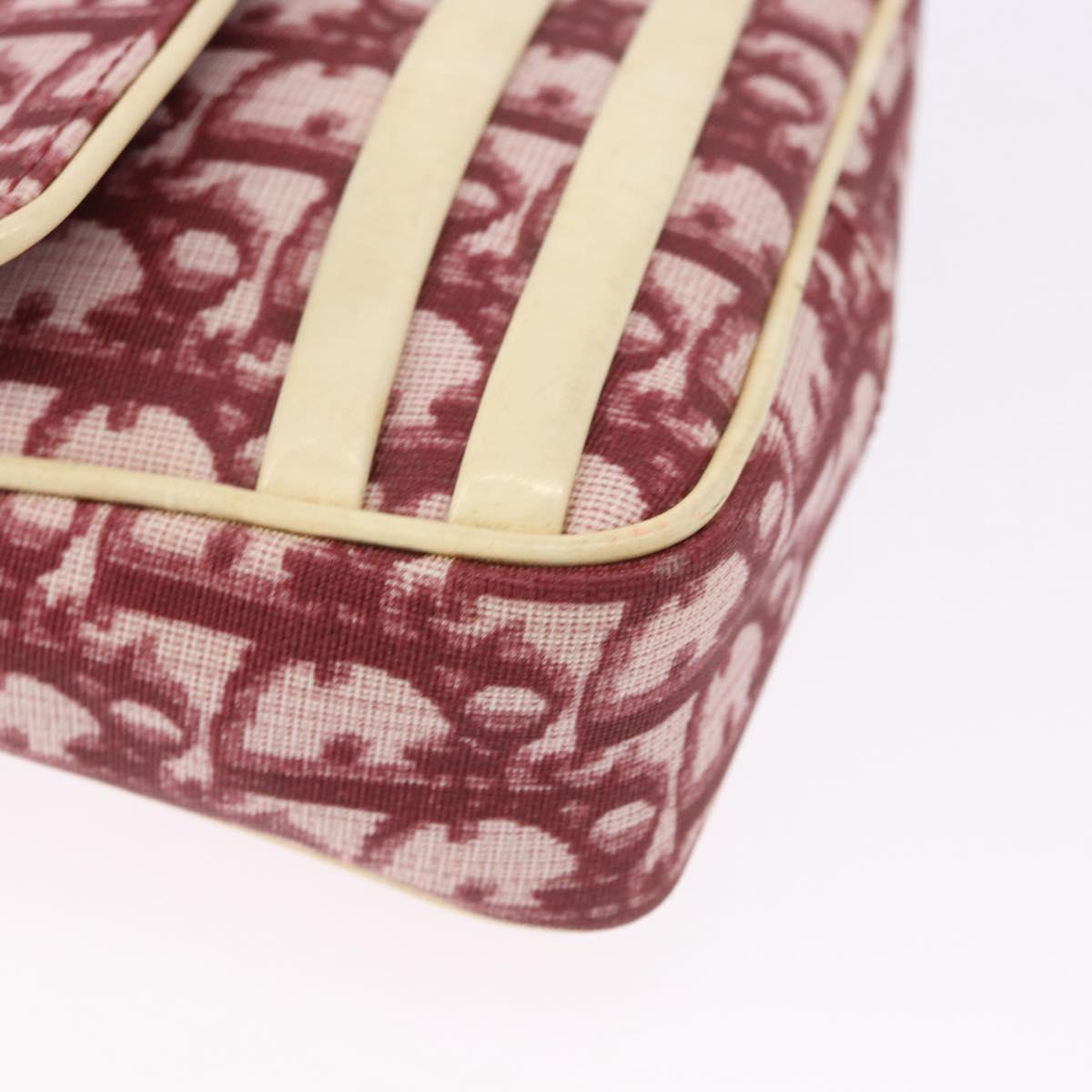 Christian Dior Trotter Shoulder Bag PVC Leather Red Silver Auth ka5350A