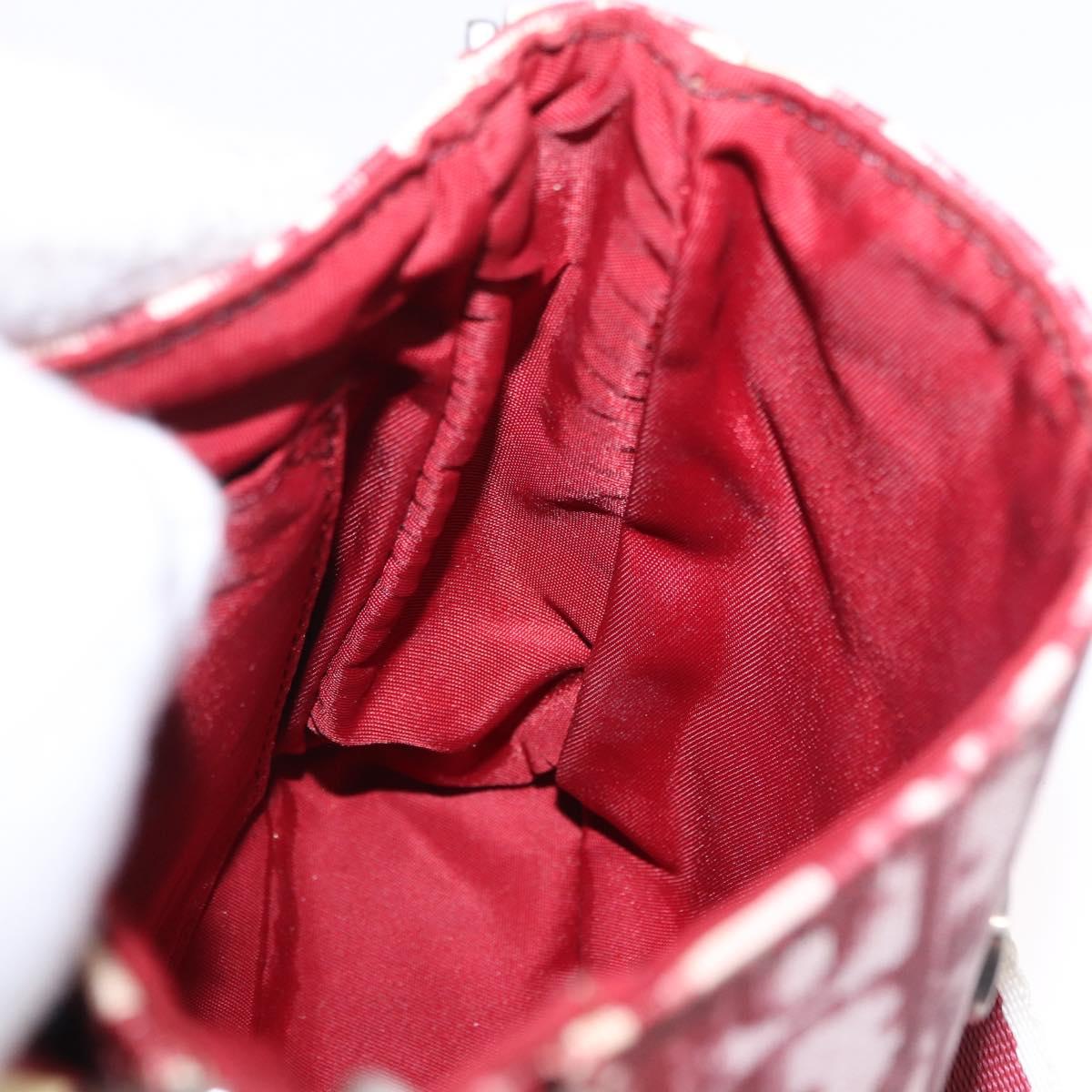 Christian Dior Trotter Shoulder Bag PVC Leather Red Silver Auth ka5350A