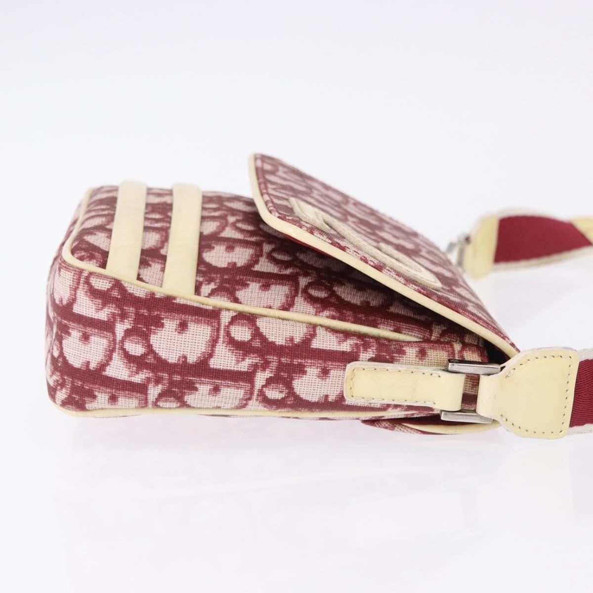 Christian Dior Trotter Shoulder Bag PVC Leather Red Silver Auth ka5350A