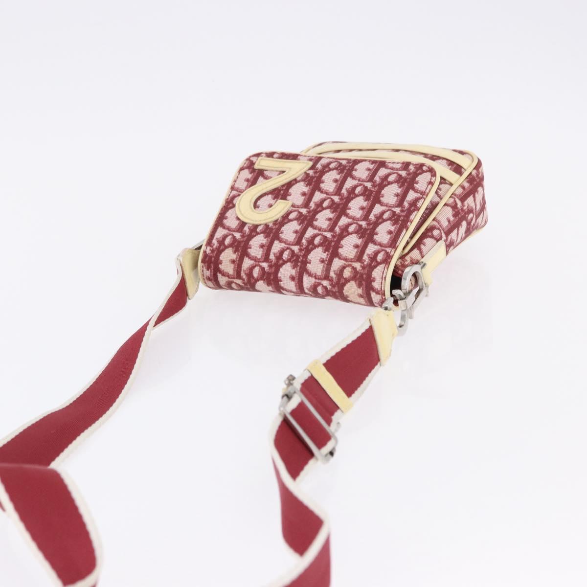 Christian Dior Trotter Shoulder Bag PVC Leather Red Silver Auth ka5350A