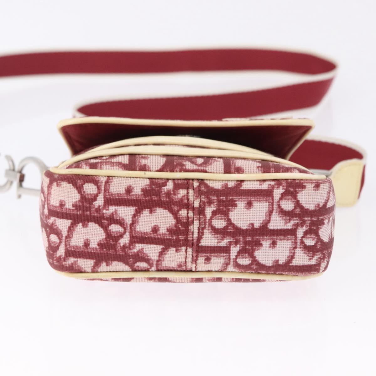 Christian Dior Trotter Shoulder Bag PVC Leather Red Silver Auth ka5350A