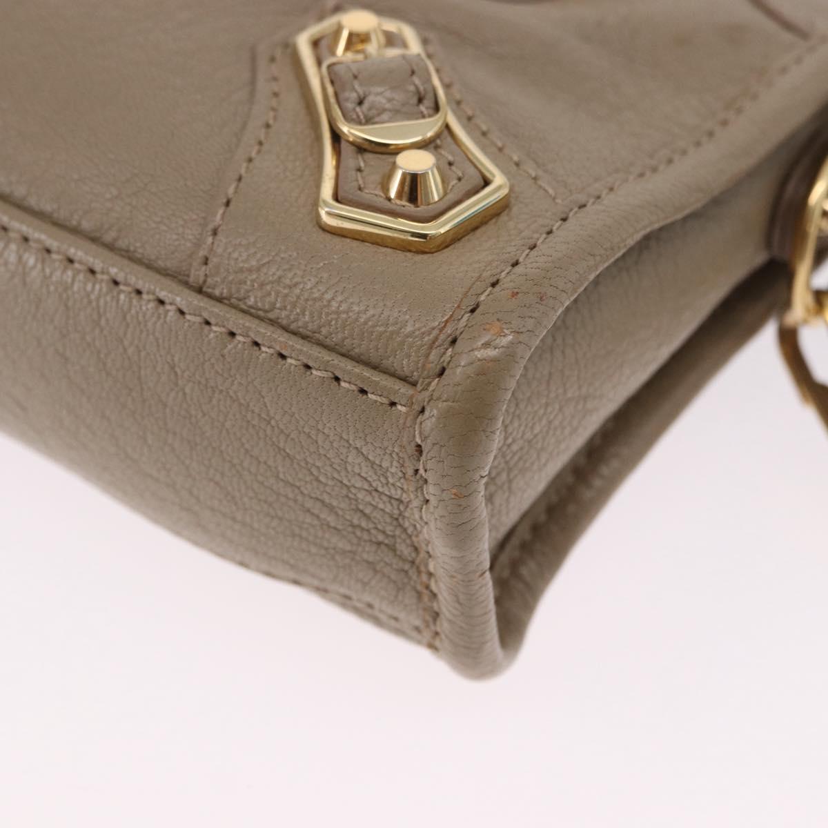 BALENCIAGA Mini City Hand Bag Leather 2way Beige Gold Tone 453293 Auth ka5352V