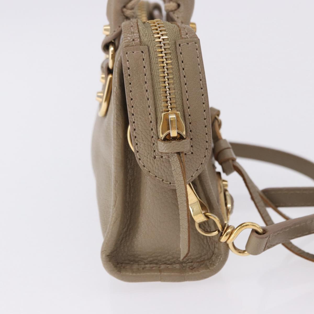 BALENCIAGA Mini City Hand Bag Leather 2way Beige Gold Tone 453293 Auth ka5352V