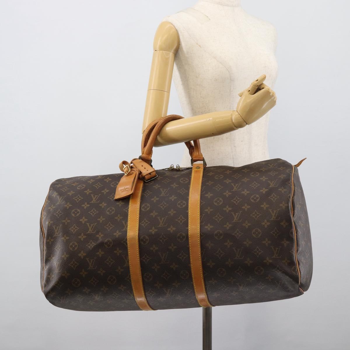 LOUIS VUITTON Monogram Keepall 55 Boston Bag M41424 LV Auth ka5354