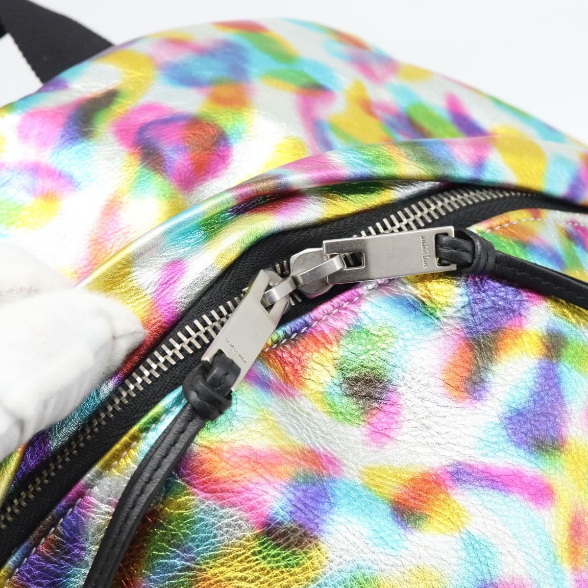 SAINT LAURENT Backpack Leather Multicolor Silver 326865 Auth ka5357M