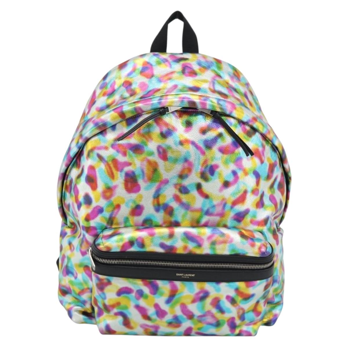 SAINT LAURENT Backpack Leather Multicolor Silver 326865 Auth ka5357M