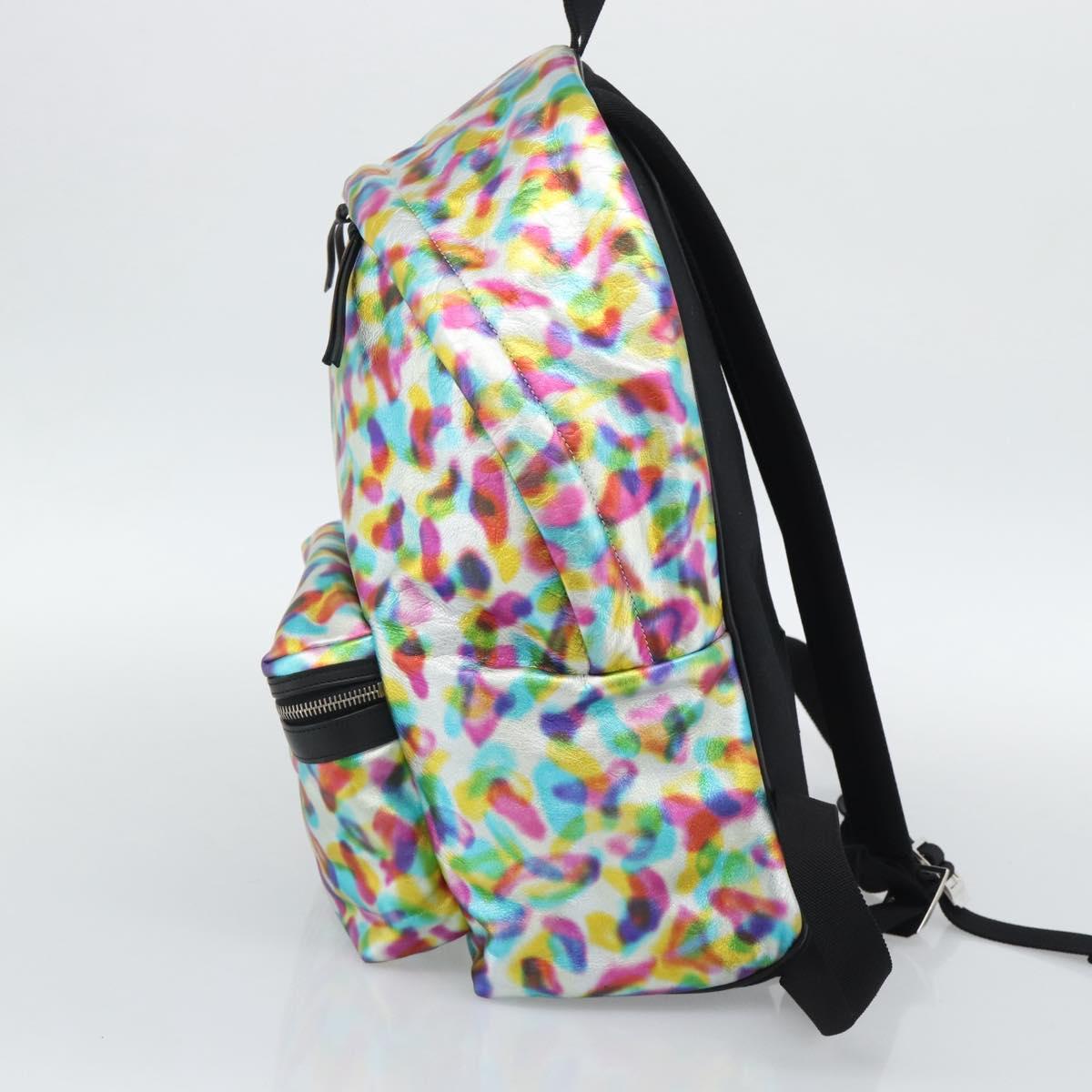 SAINT LAURENT Backpack Leather Multicolor Silver 326865 Auth ka5357M