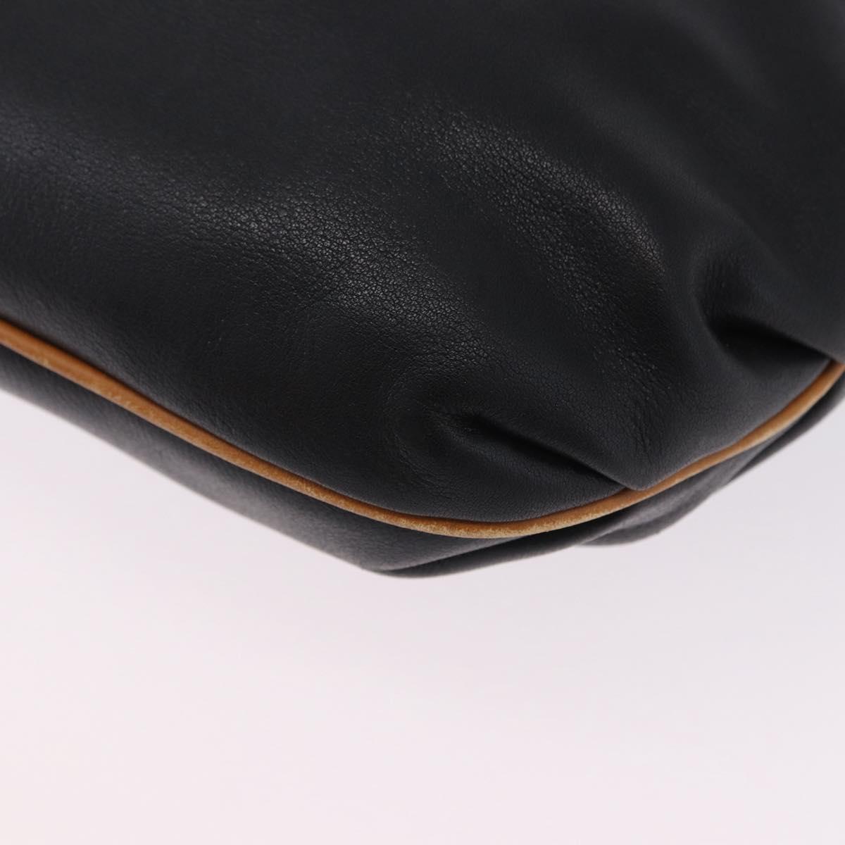 CELINE Shoulder Bag Leather Black Beige Auth ka5358