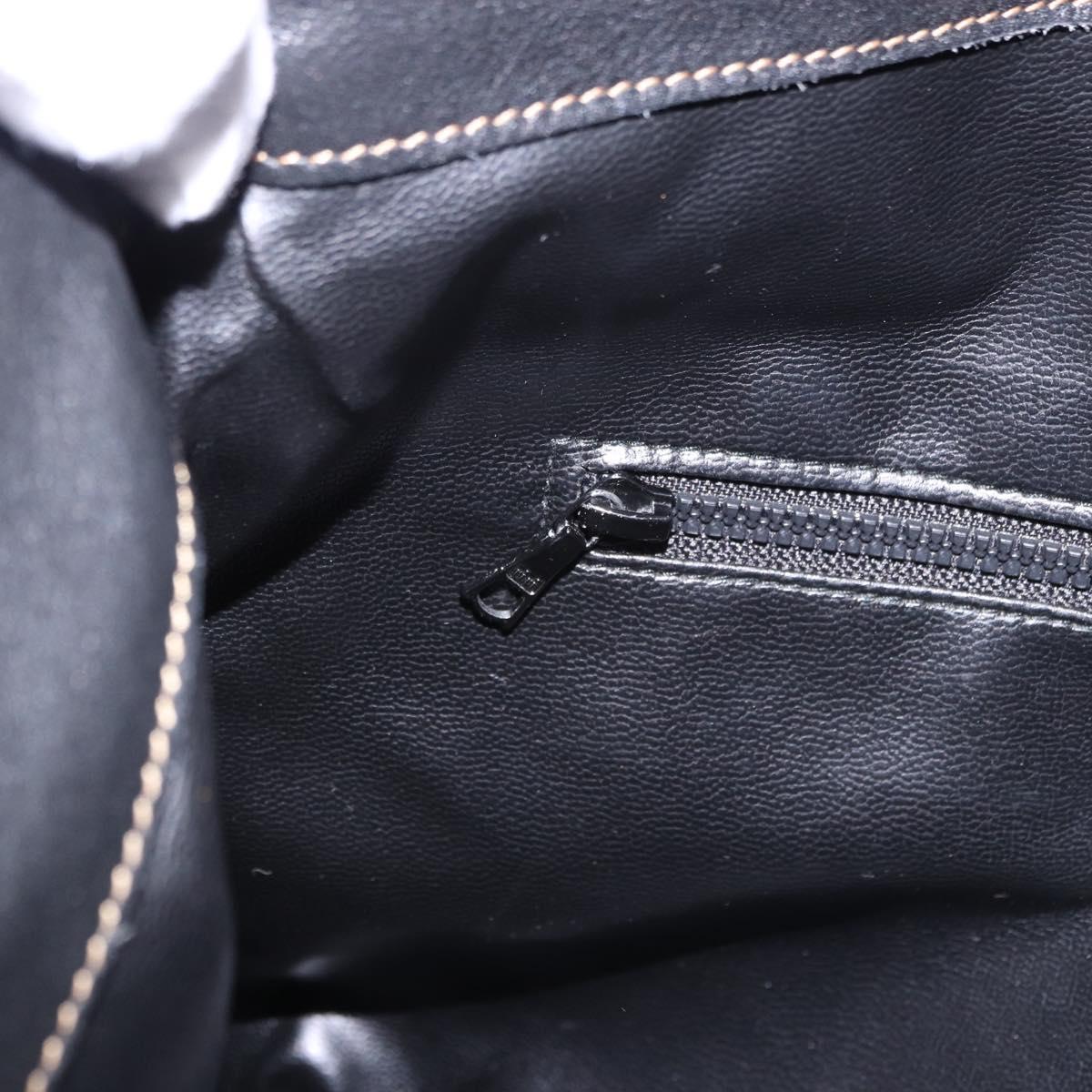 CELINE Shoulder Bag Leather Black Beige Auth ka5358