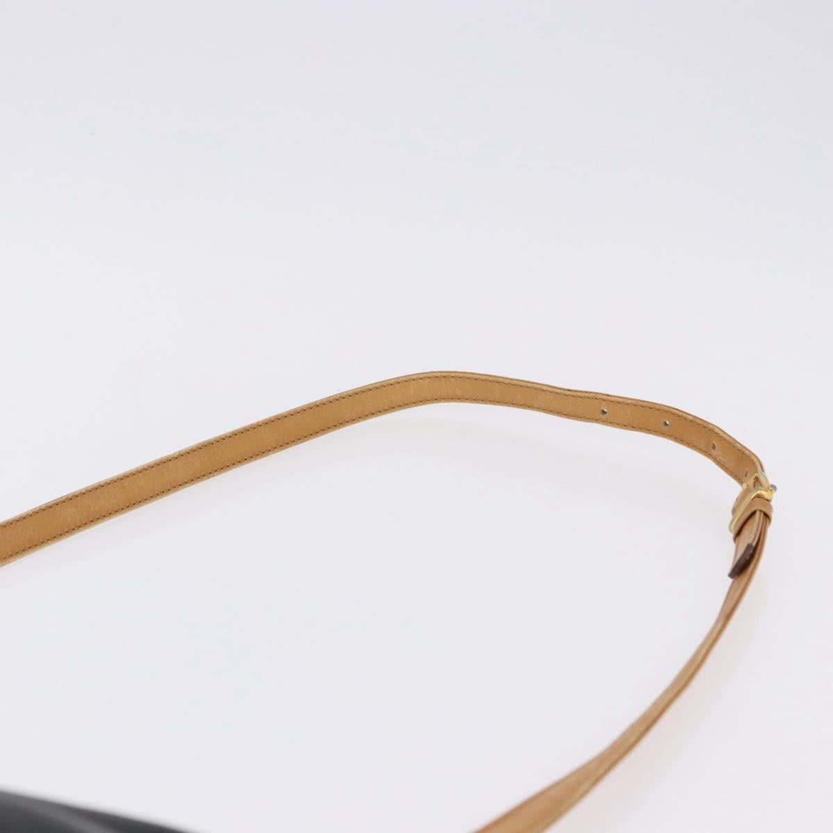 CELINE Shoulder Bag Leather Black Beige Auth ka5358