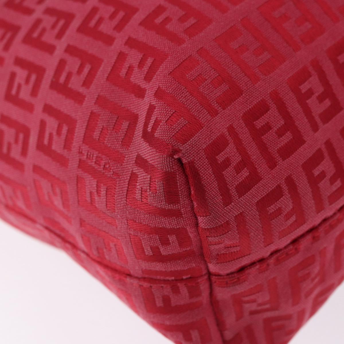 FENDI Zucchino Canvas Tote Bag Red Brown 8BH074 Auth ka5359
