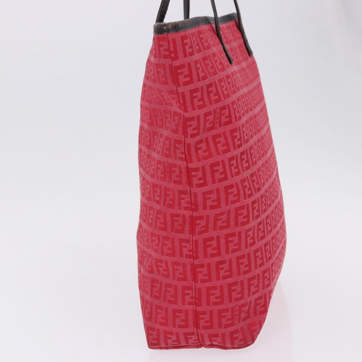 FENDI Zucchino Canvas Tote Bag Red Brown 8BH074 Auth ka5359