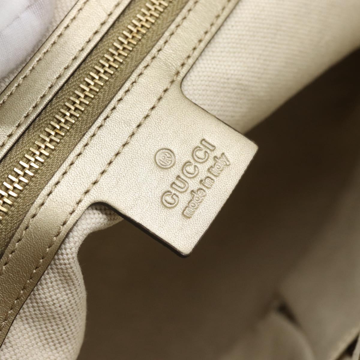 GUCCI GG Canvas Hand Bag Beige Gold Tone 257061 Auth ka5360V