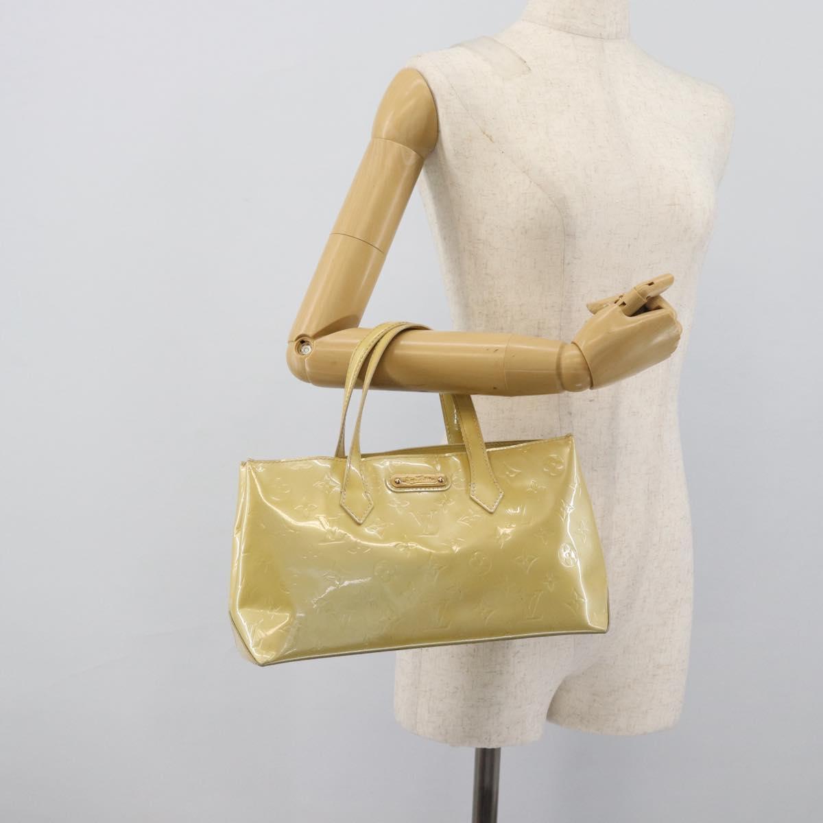 LOUIS VUITTON Monogram Vernis Wilshire PM Hand Bag Broncorail M91452 Auth ka5366