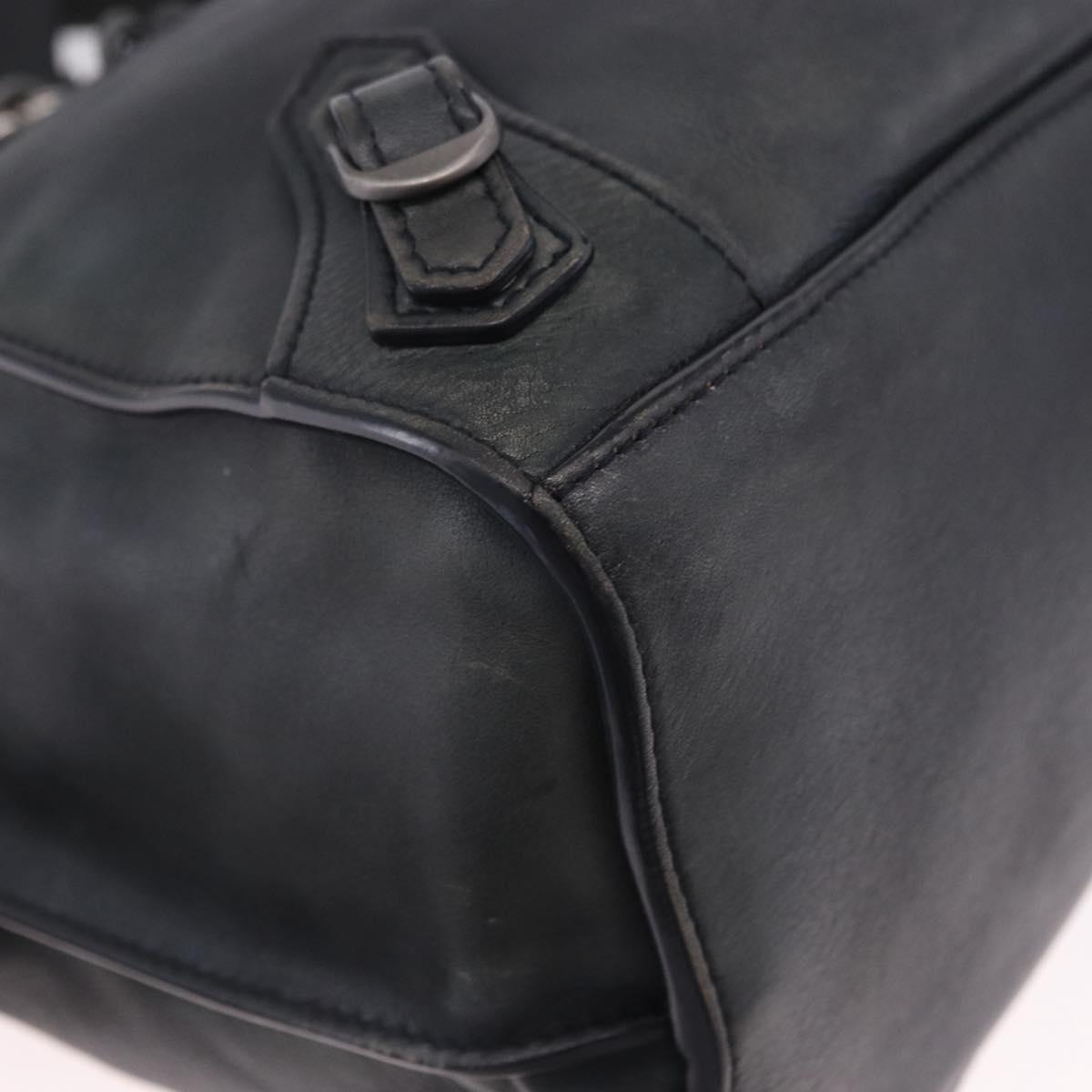 BALENCIAGA Le City Hand Bag Leather Navy Silver 684907 Auth ka5367SAM