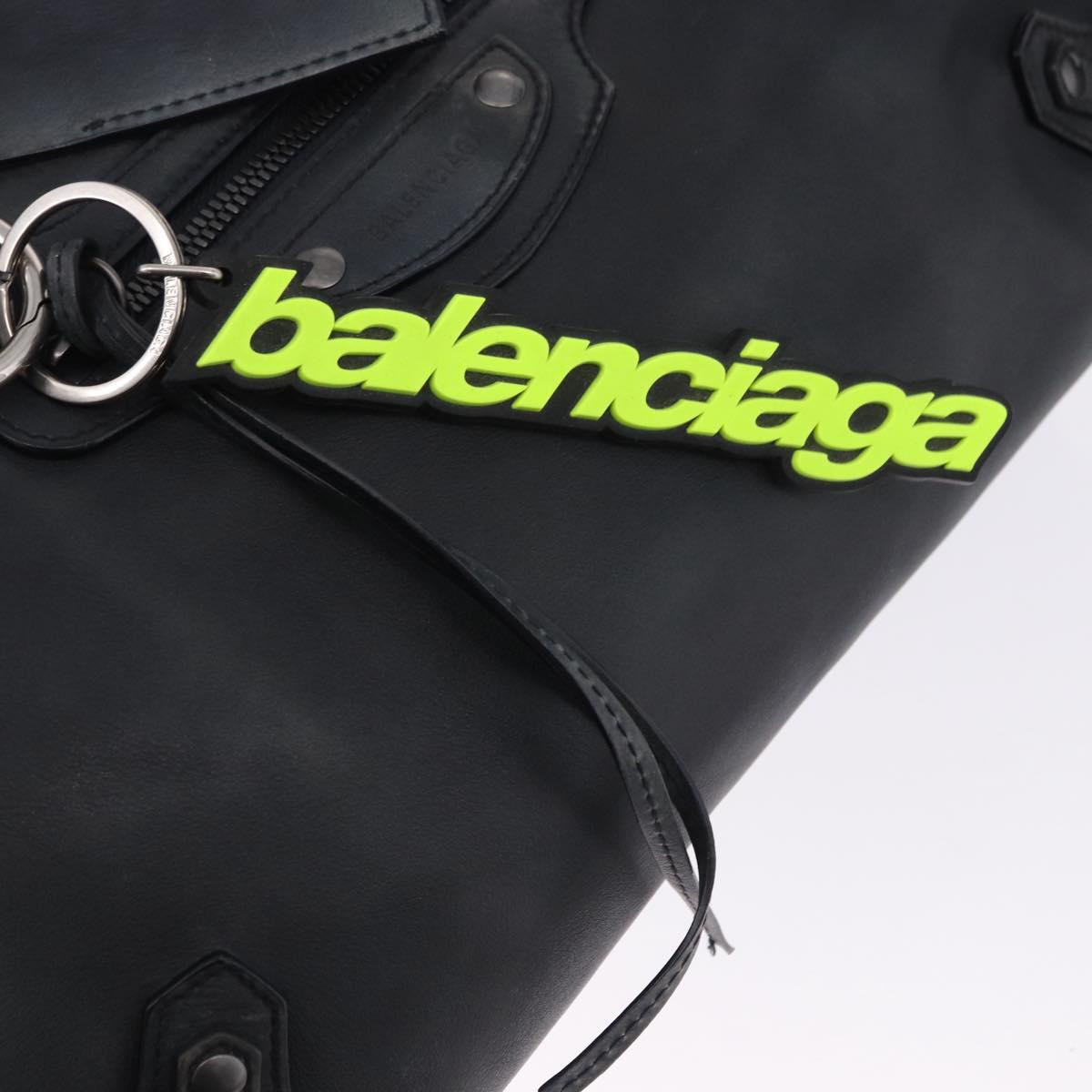 BALENCIAGA Le City Hand Bag Leather Navy Silver 684907 Auth ka5367SAM