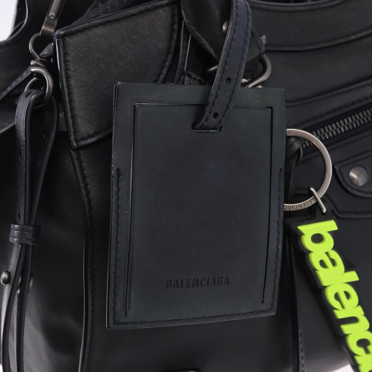 BALENCIAGA Le City Hand Bag Leather Navy Silver 684907 Auth ka5367SAM