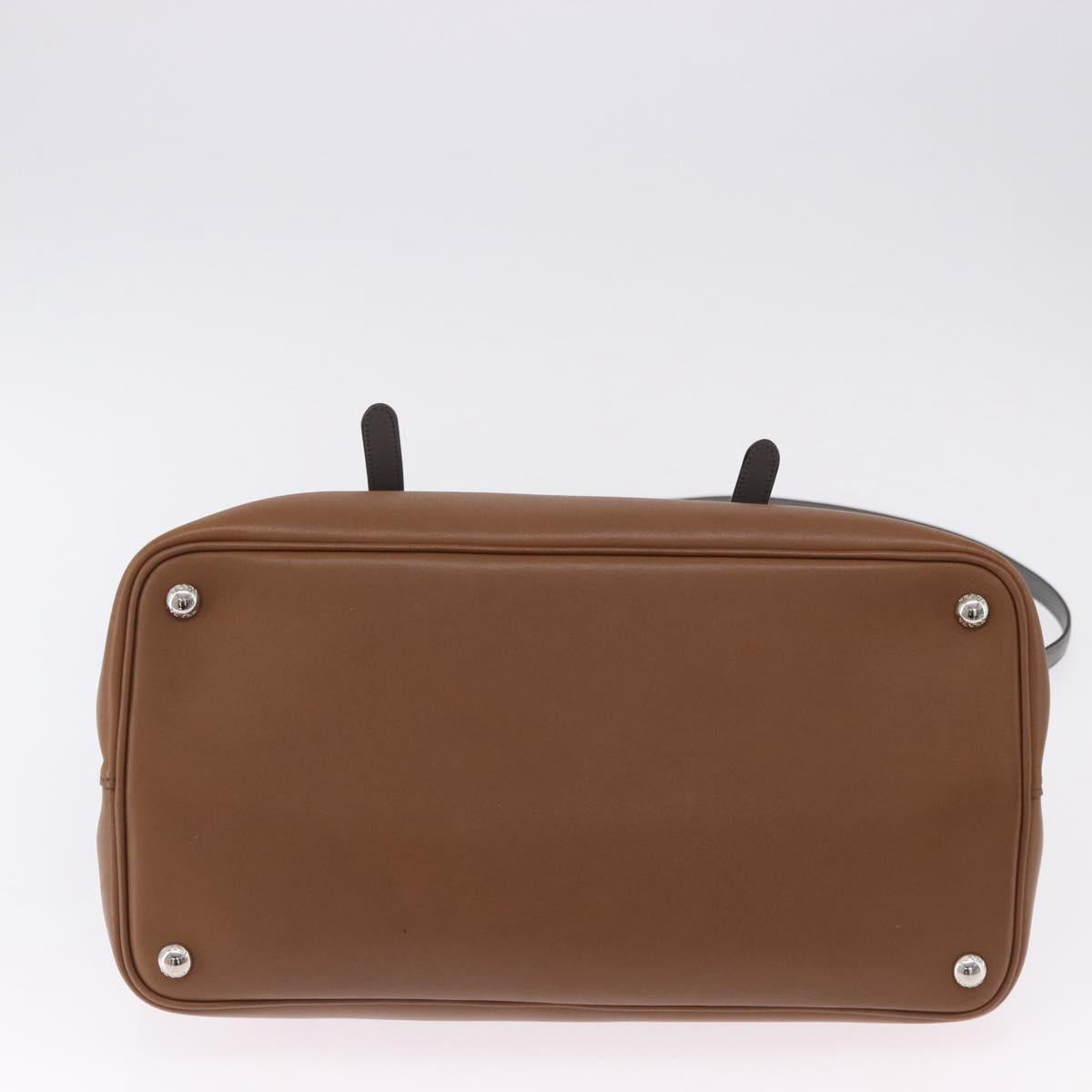 PRADA Hand Bag Leather 2way Brown Silver Auth ka5368V