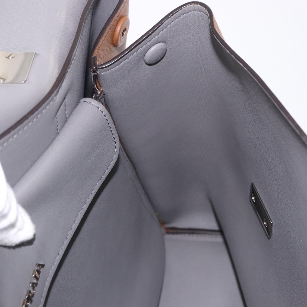 PRADA Hand Bag Leather 2way Brown Silver Auth ka5368V