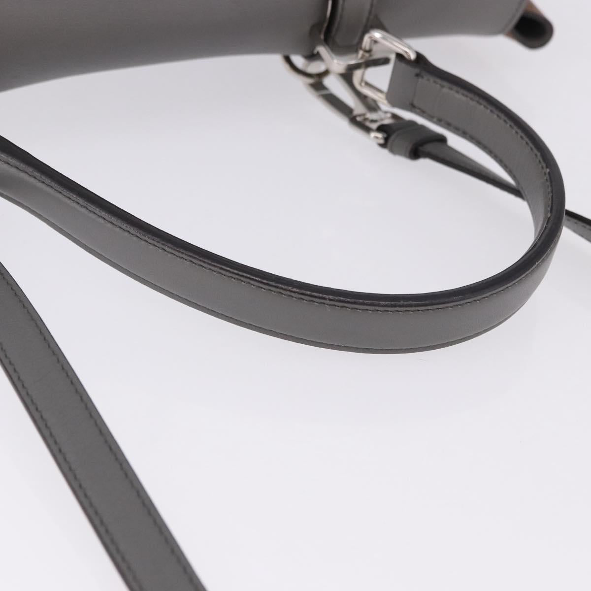 PRADA Hand Bag Leather 2way Brown Silver Auth ka5368V
