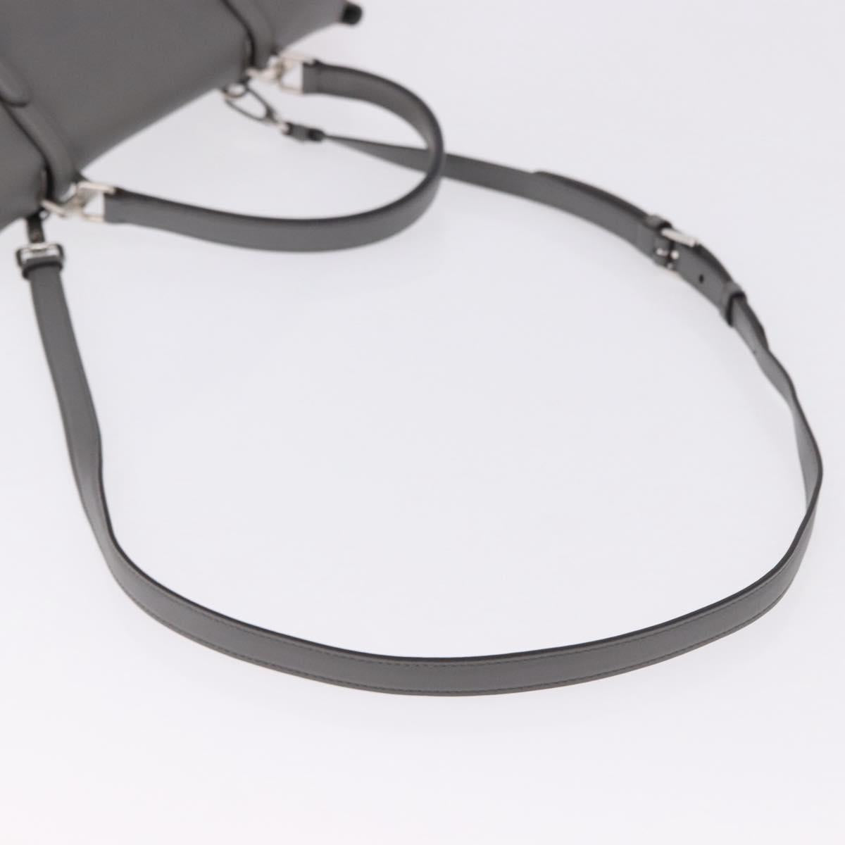 PRADA Hand Bag Leather 2way Brown Silver Auth ka5368V